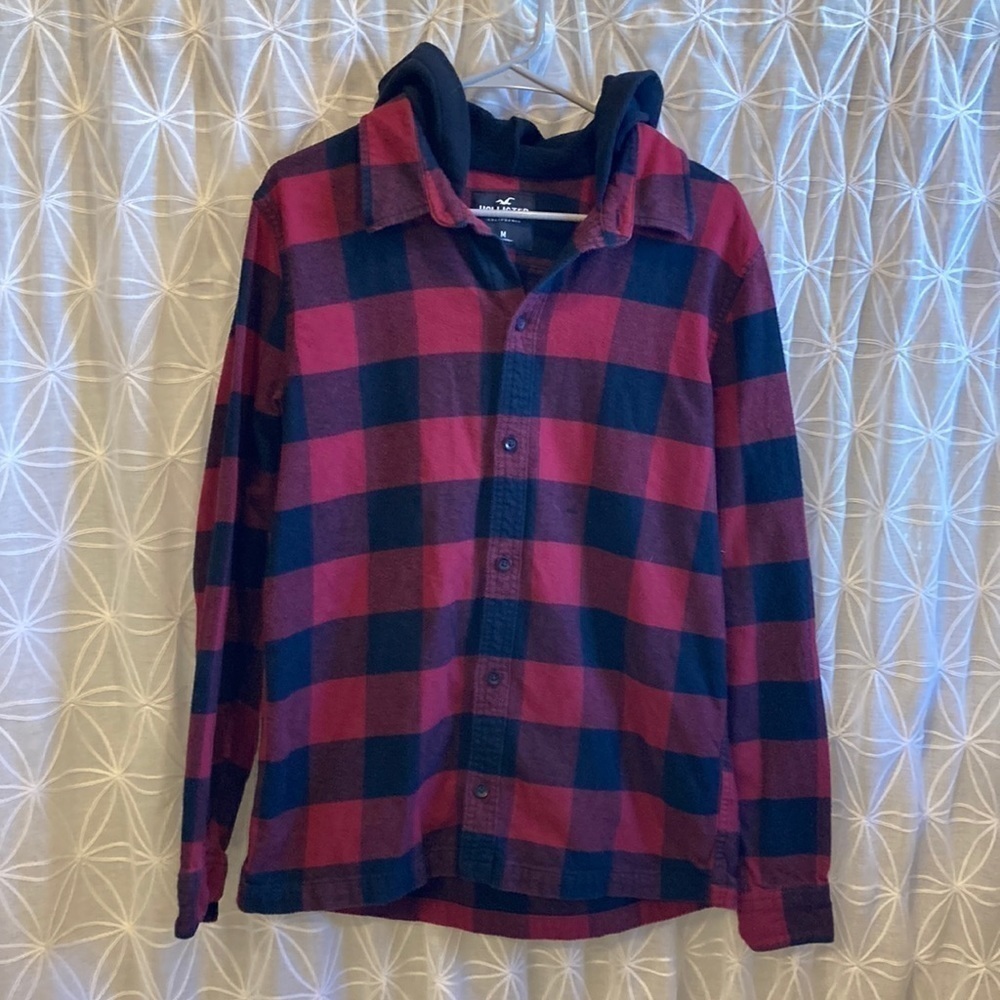 Hollister button down flannel with hood